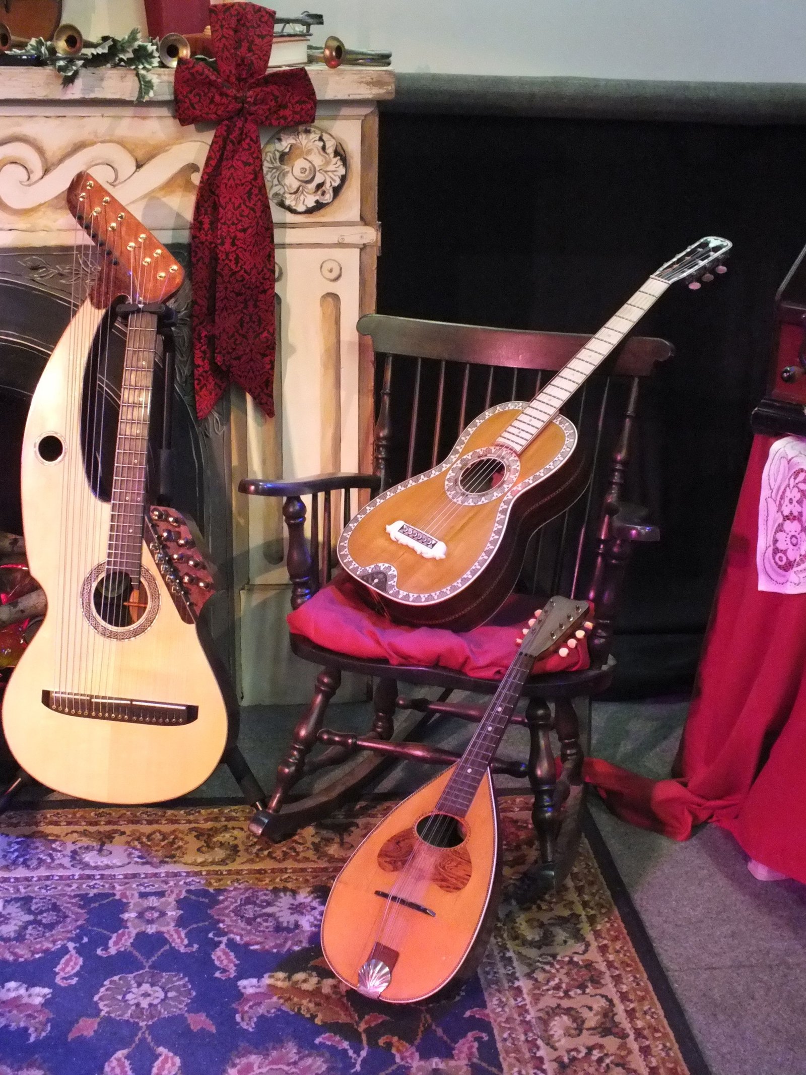 Harp Guitar, Mandoline, and accoustic guitar collection - John Doan.