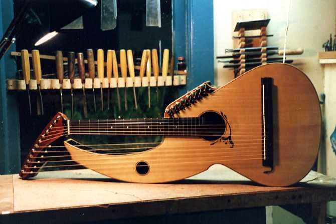 sullilvan-elliott harp guitar during manufacturing - photo by Jeffrey Elliott Sullivan-Elliott Harp Guitar during manufacturing - photograph by Jeffrey Elliott